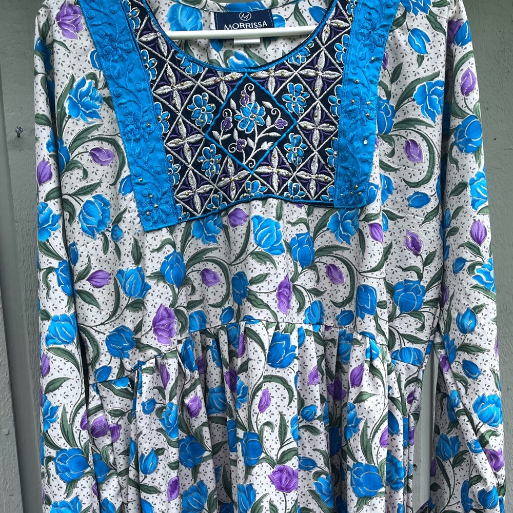Floral Maxi Dress‎ - Blue and Purple